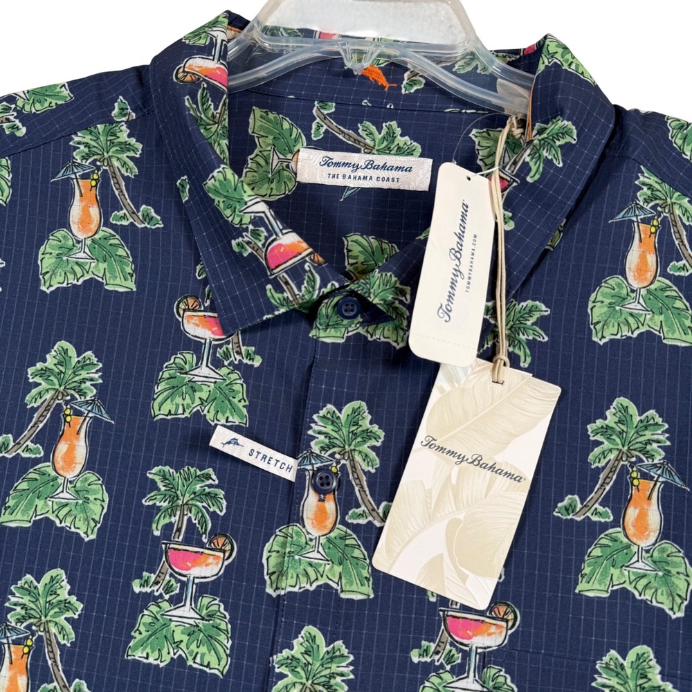 NEW Tommy Bahama Shirt Mens 3XLB Navy Cocktail Nation IslandZone Short Sleeve